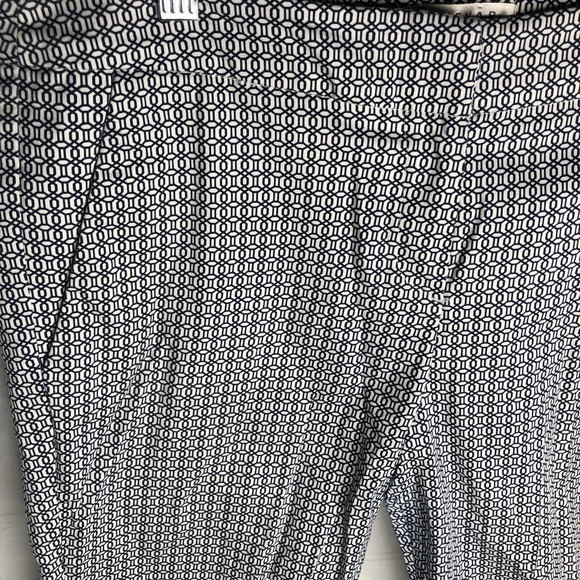 Kenar Womens Size 8 Capri Ankle Crop Pants Blue Geometric Print Career Work - Picture 3 of 9